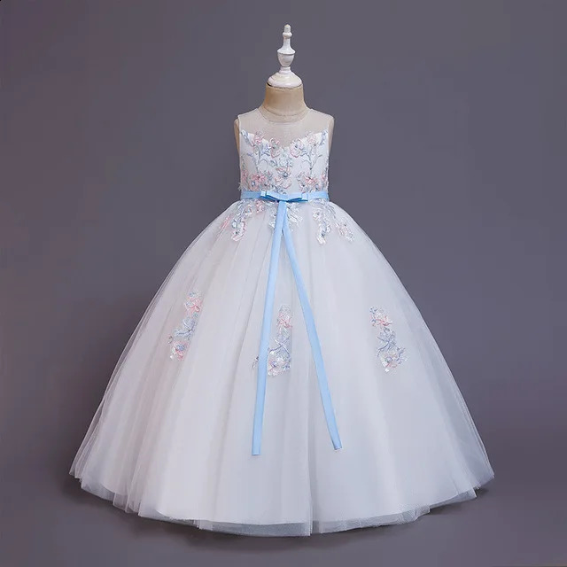 Summer Girls Dress Bridesmaid Elegant Party Princess Dress For Girls Embroidered Wedding Communion Gown Teen Carnival 3-10year 250408