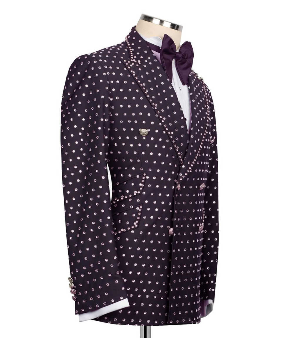 Fashion Show Wedding Men's Suit Crystal Men Suit Party Suit 2-PCS Coat Pant Tailor-Made Groom Groomsman Formal Occasions Size Customized M251518