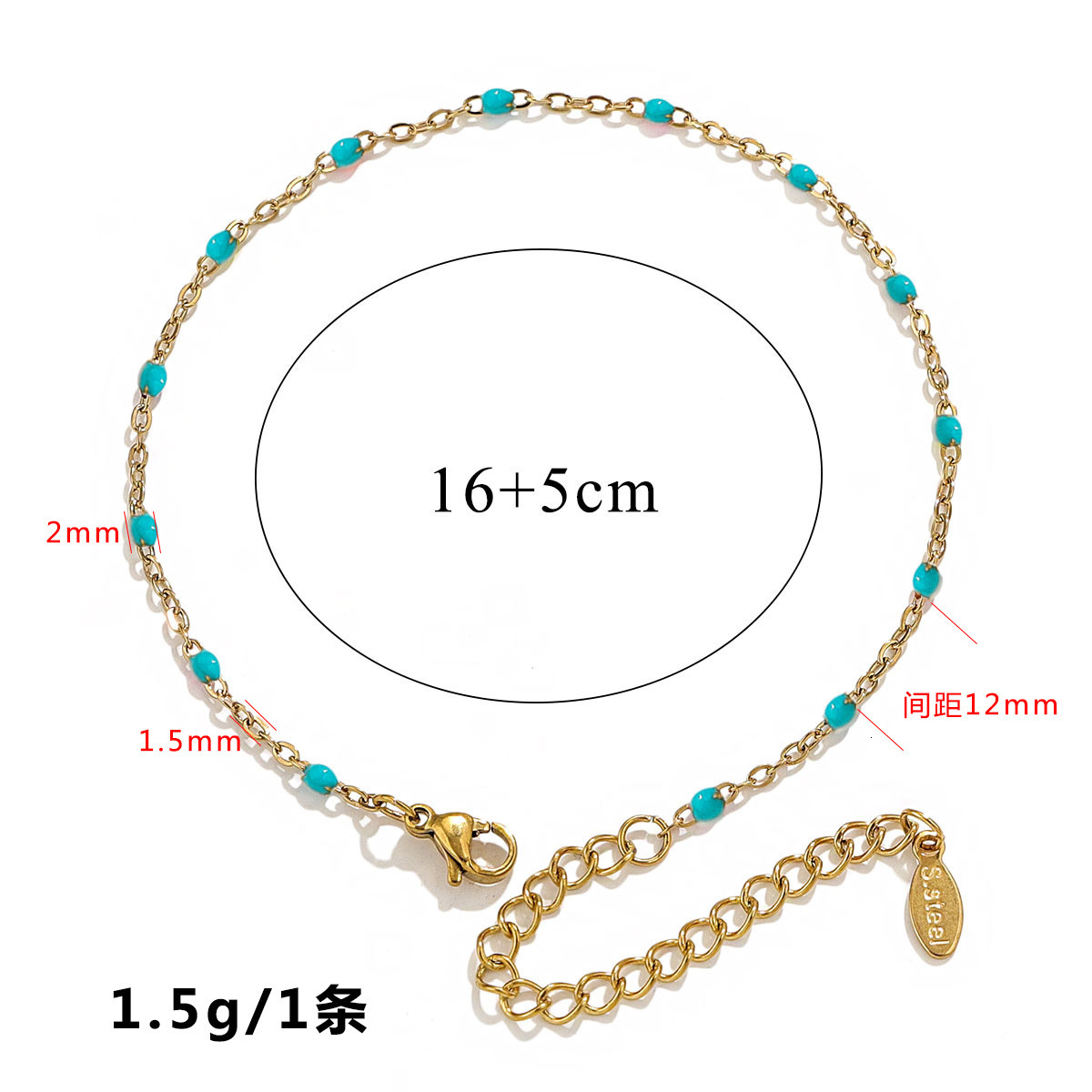 Dripping oil titanium steel niche design enamel cross chain bead jewelry bracelet