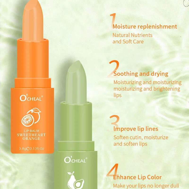 Honey Avocado Lip Balm&Lip Gloss Set PH Color Change Moisturizing Long Lasting Light Pink Lipstick Lips Makeup For Women