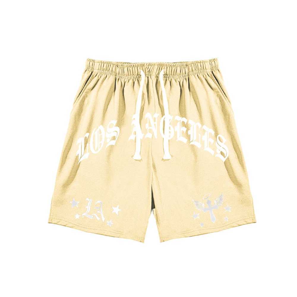 Summer mens loose casual shorts with letter printing drawstring waist shorts gym training jogging casual shortsXJ250407