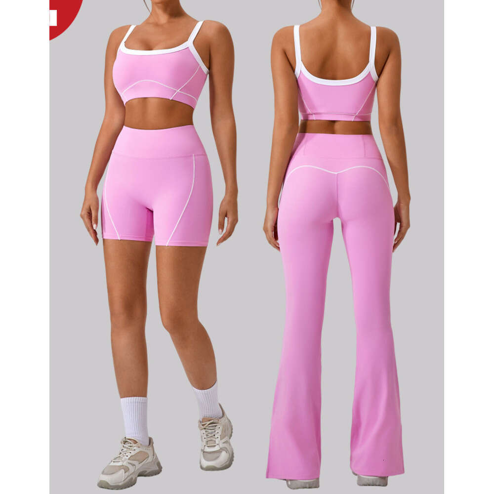 European and American Naked Tight Outdoor Sports Underwear Women's Thin Shoulder Contrast Set Strap Yoga Clothes 2025 New Casual Versatile Fashio