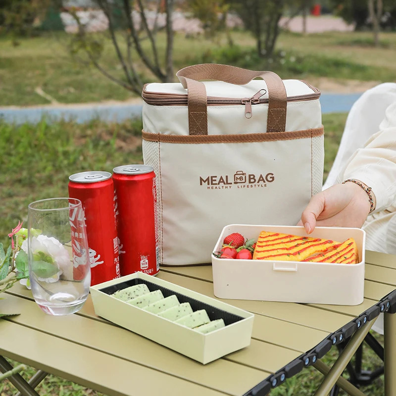Portable lunch bag food insulation box waterproof shoulder strap handheld fresh aluminum DH 250401