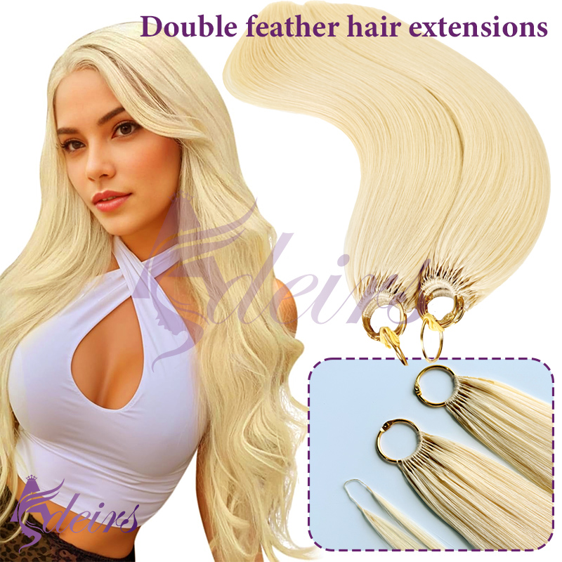 ADEIRS Double-line Feather hair extensions 100% Human Hair Real Natural Hair Comfortable and Invisible Black Brown Blonde
