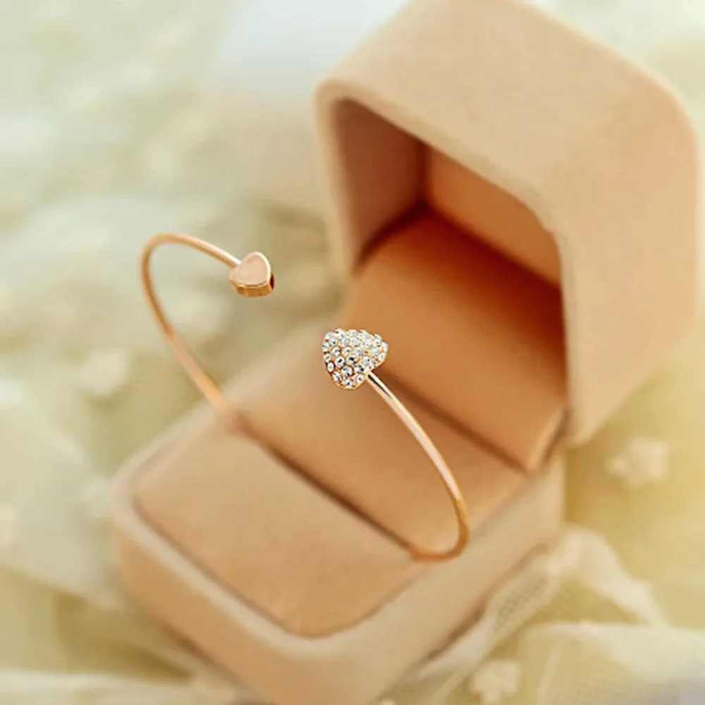 2024 New Arrival Fashion Adjustable Crystal Double Bow Bilezik Cuff Opening Bracelet for Wen Jewelry GiftsC250408