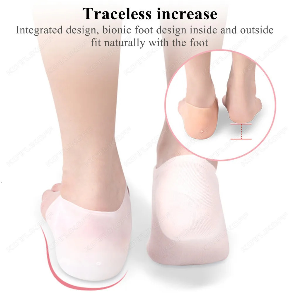 Invisible Height Increase Silicone Socks Silicone Elastic Heel Pad Foot Protection Damping Heel Cushion Hidden Insole Unisex 250408