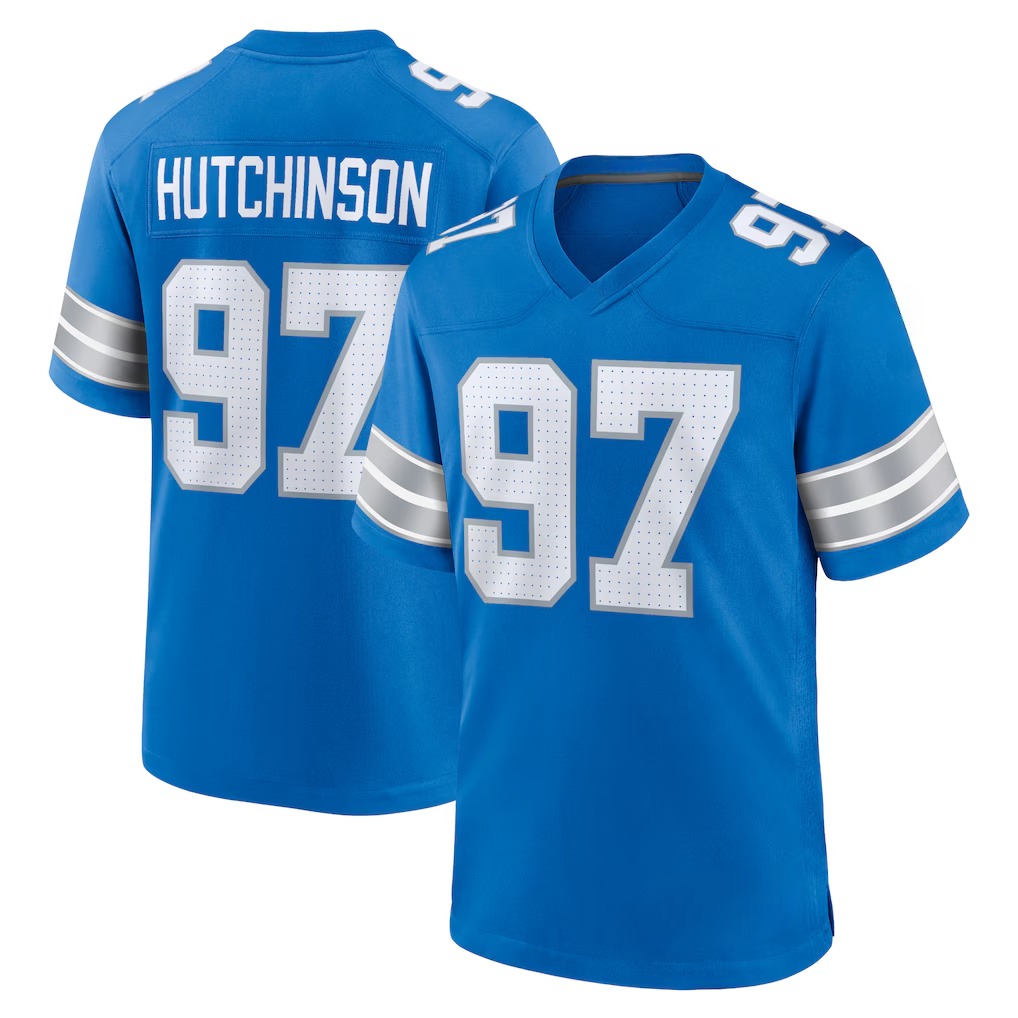Free Shipping American Famou Sports Detroit Football jerseys with men women youth customized #14 St Brown #16 Goff #58 Sewell #97 Hutchinson