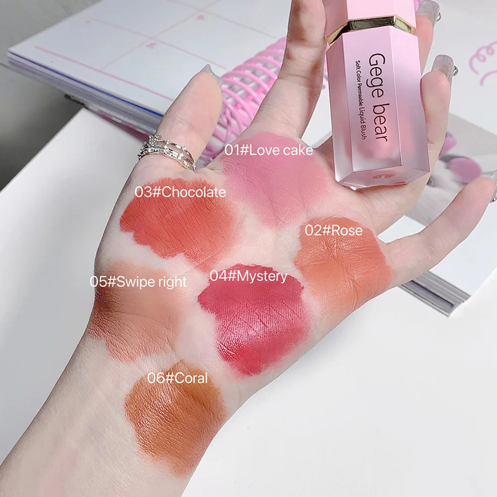 Gege Bear Liquid powder blusher Cream 6 Color Smooth Velvet Matte Pink Naturally Easy to Apply 250325