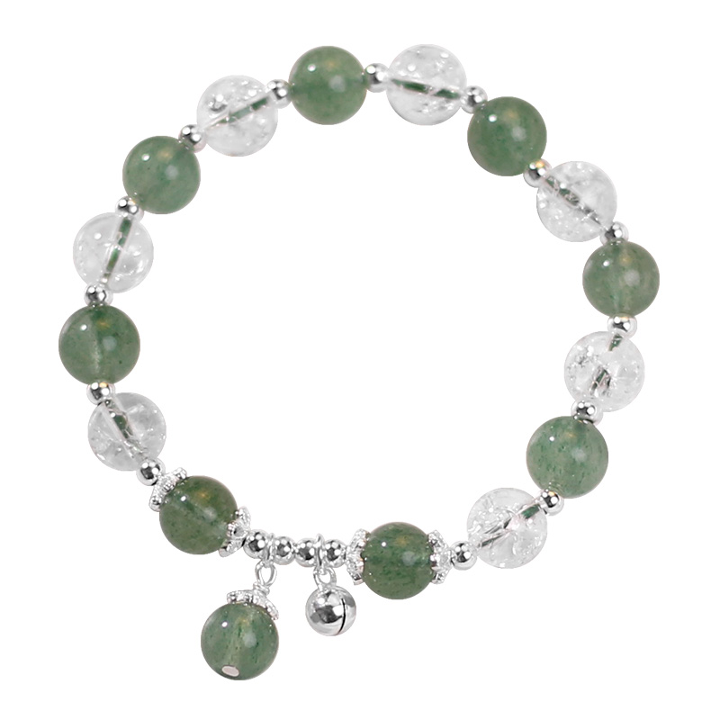 Natural green strawberry crystal crystal bracelet women sterling silver ins niche design simple