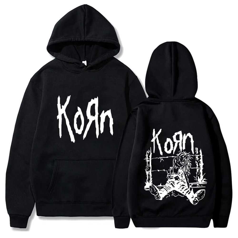 Rock band Korn has received a lifestyle print hoodie for mens retro sportswear unisex mens wool over Dalian hoodie loose streetwear W250408
