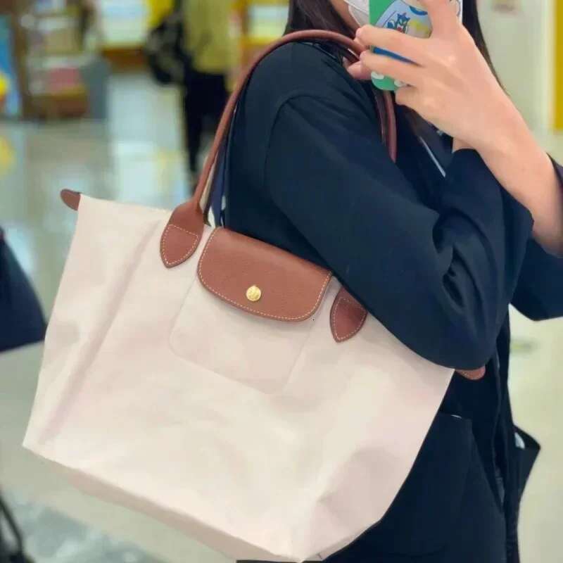 Women's Shoulder Classic Color Block Folding Bag Waterproof Dumpg Handbag