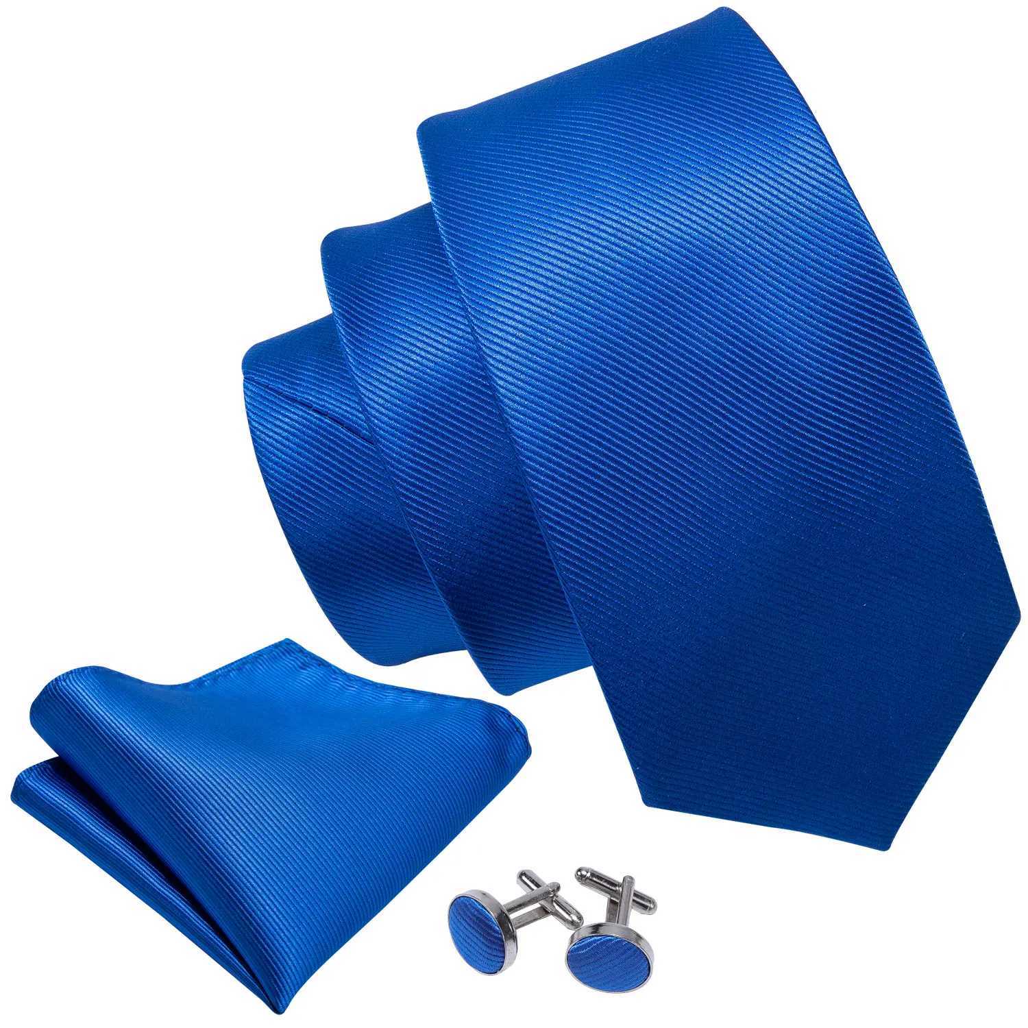 Barry. Blue Silk Mens Tie Hanky Cufflinks Set Navy Royal Sky Peacock Lake Blue Necktie For M Wedding Business Party nt X250407
