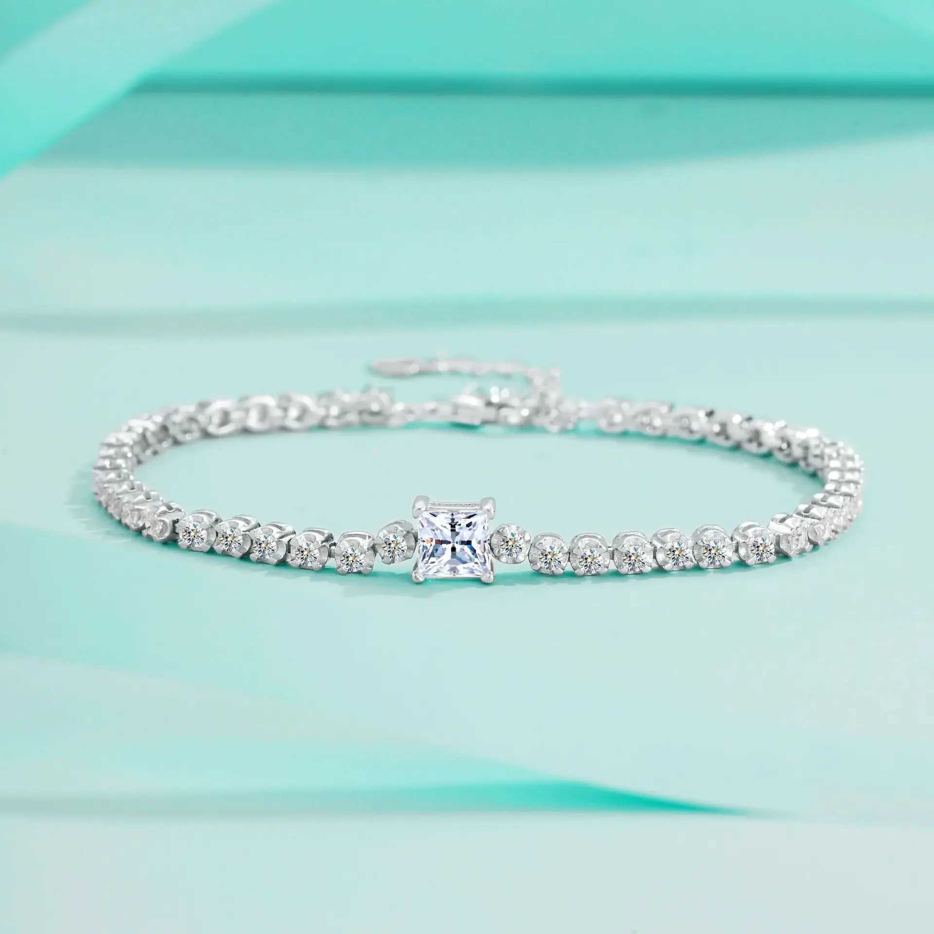 1ct D Color Princ Cut GRA Tennis Moissanite Bracelet For Wen 925 Sterling Silver Diamond Jewelry Anniversary Gift BraceletsC250408
