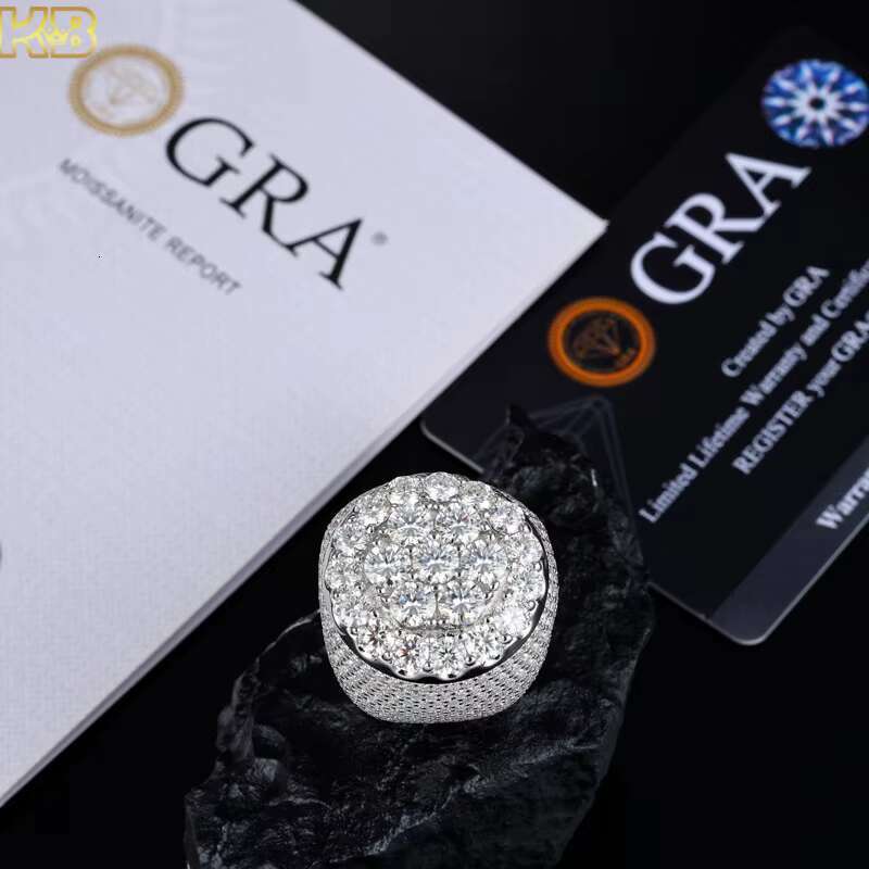 Moissanite Hip Hop Ring 925 Sterling Silver Iced Out Diamond VVS Design Luxury Statement Jewelry for Men Women