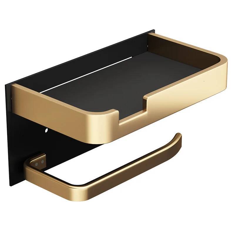 Roll holder With Shelf Aluminum Paper dispenser No Drill Tissue hanger Toilet Bathroom Accessories ddmydog