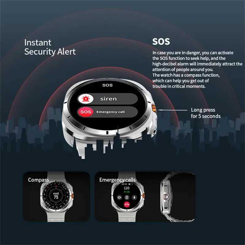 2025 New Galaxy Watch 7 Ultra GPS NFC Smart Watch for Men 1.43-inch AMOLED Always Display IP68 BT Call Sports Smart WatchXJ250408