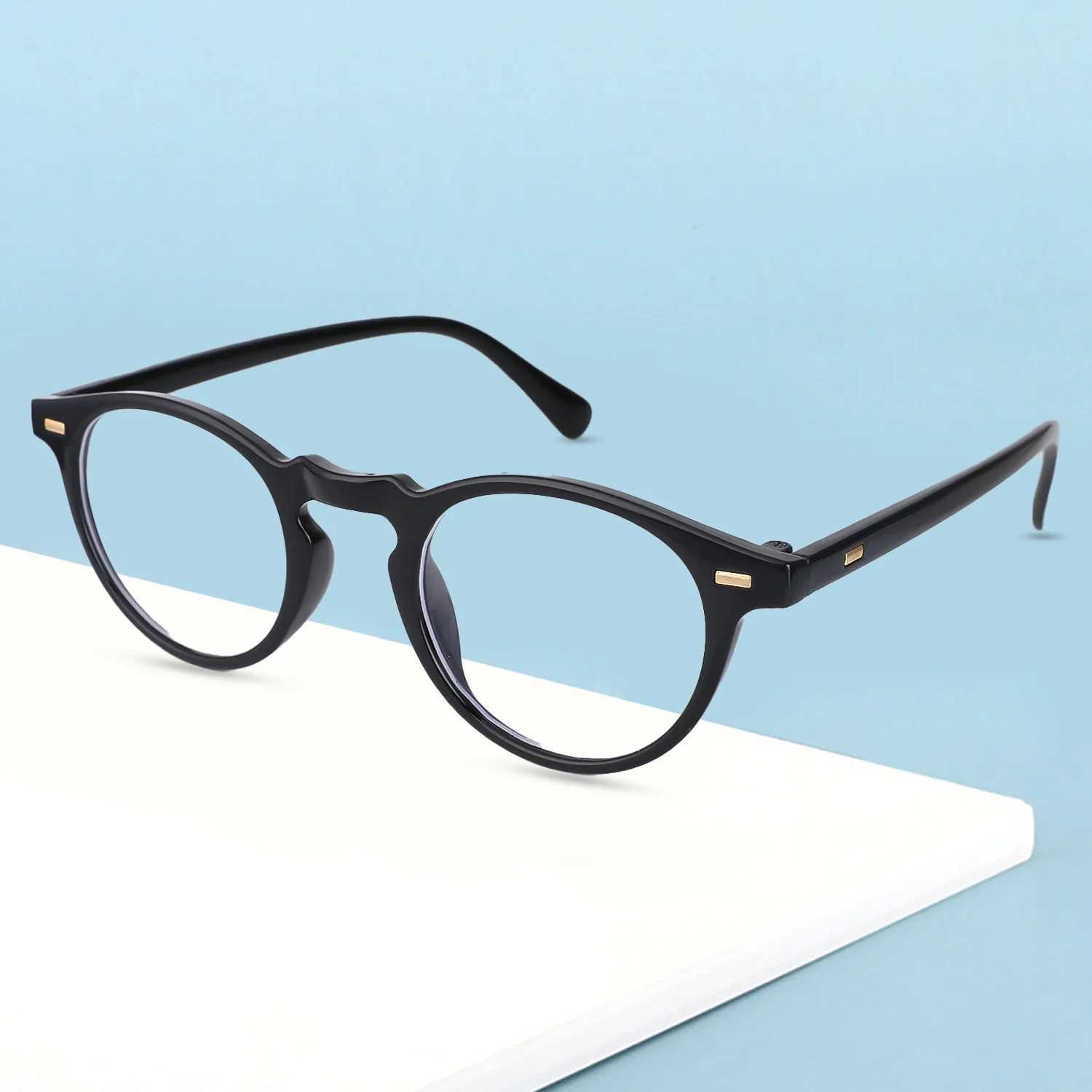 Small round glasses holder for women fashionable anti blue light glasses holder retro optical computer decorative glasses W250408