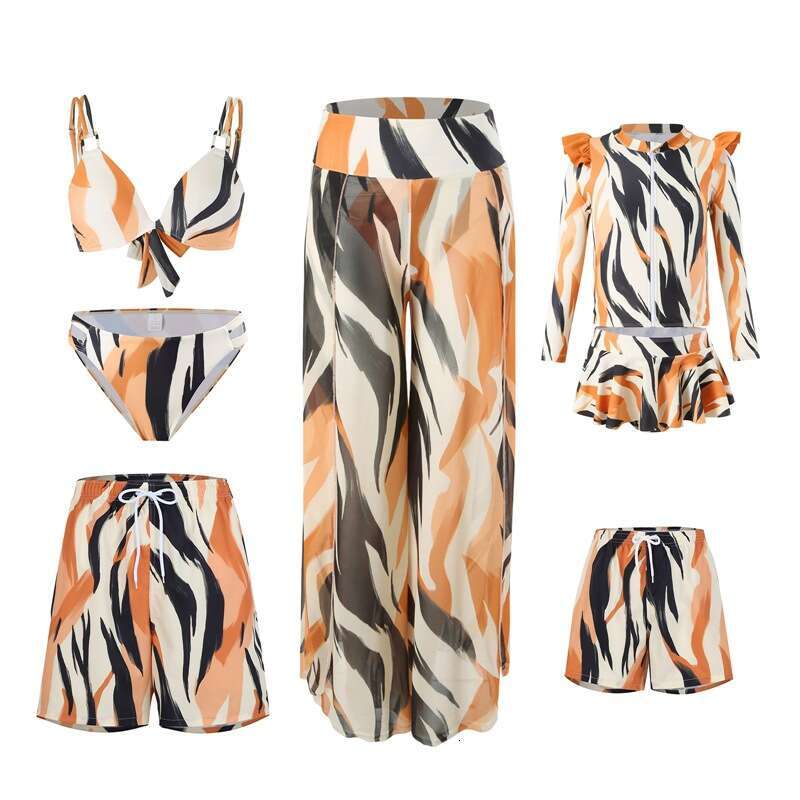 Hi Fish Full Home Sunscreen Beach Parent Child Mother and Daughter Swimsuit Wholesale 2025 New Casual Versatile Fashion Clothing