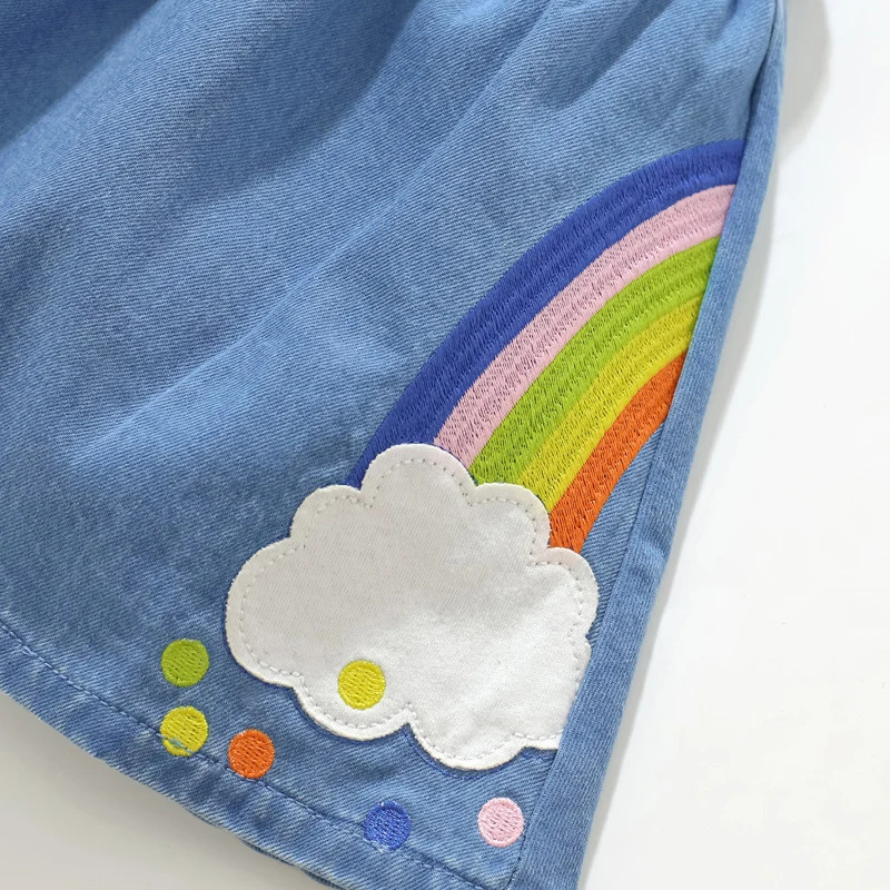 Little maven Girls Skirt Summer Unicorn Rainbow Denim Skirt Lovely Clothes Cotton for Toddler Infant Skirt Dress Kids Clothes 250408