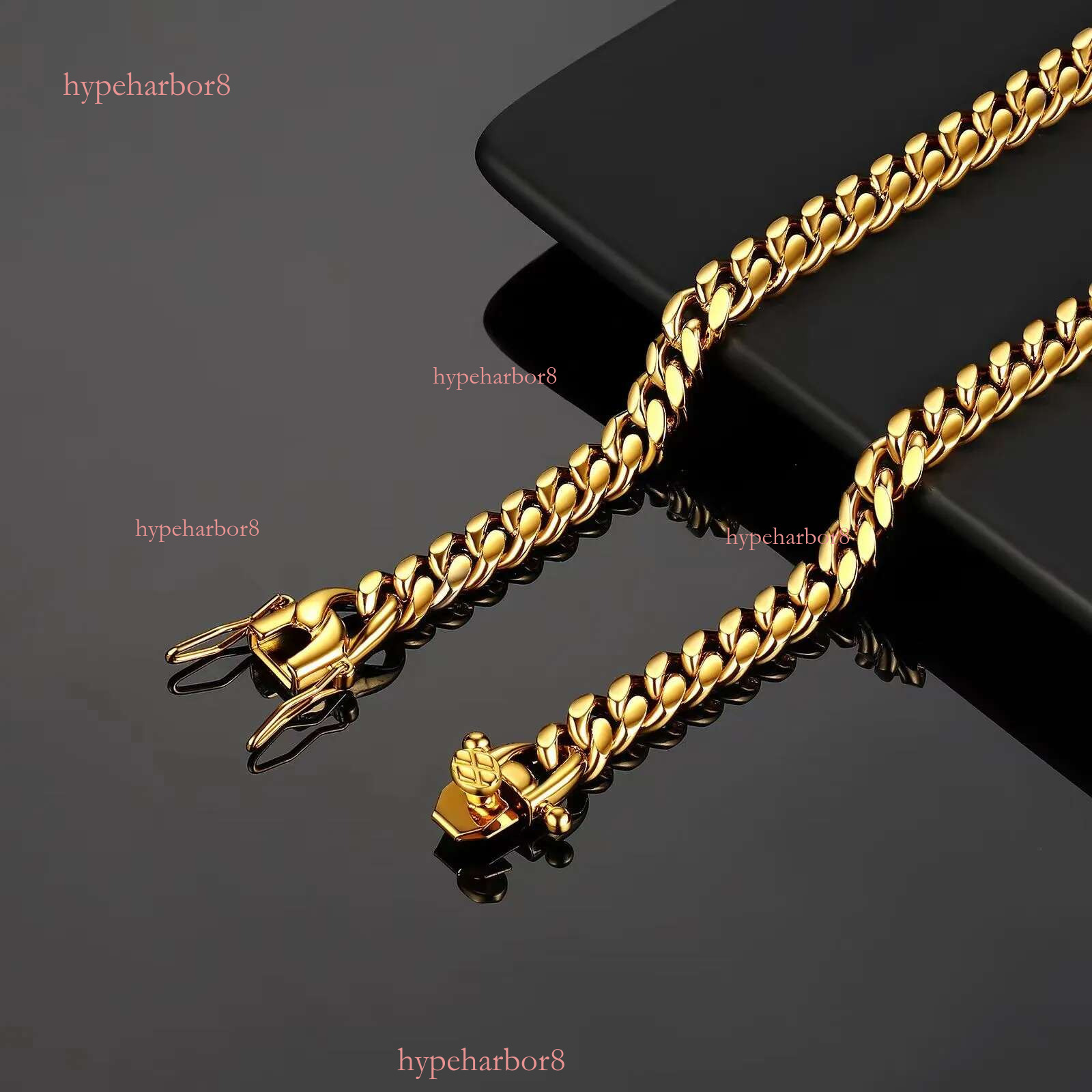 Cuba gold faucet buckle stainless titanium steel density 8mm/10mm/12mm/14mm/16mm Miami Cuban k Stainless Steel Mens Gold Chains