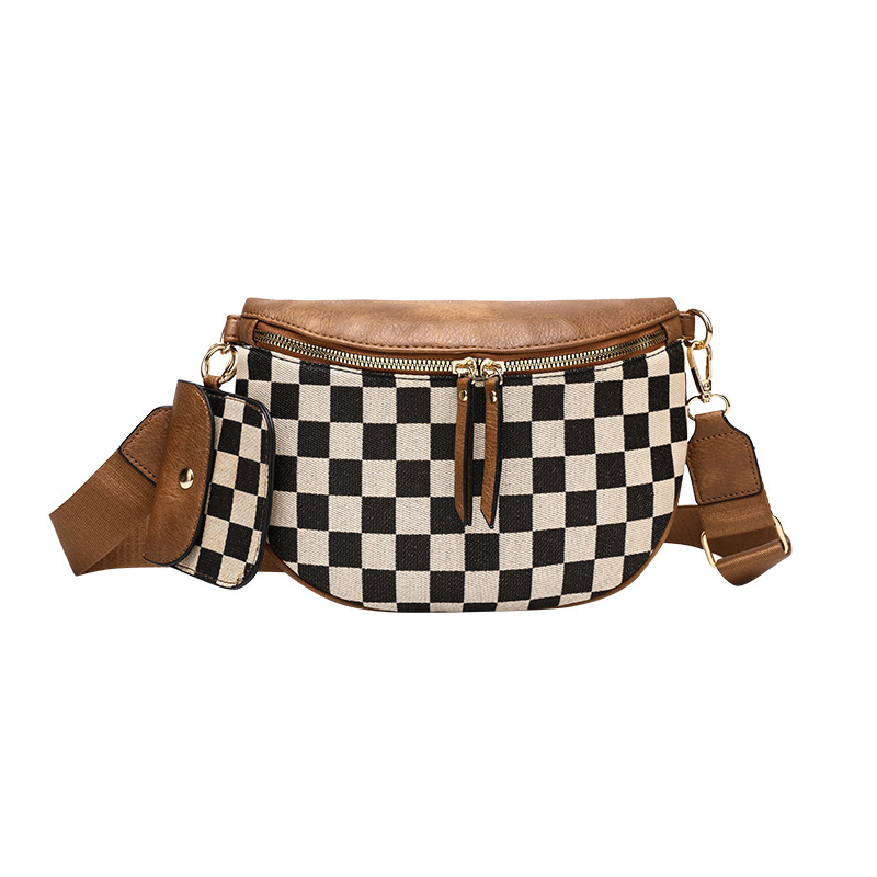 new checkered chest bag waist bag fashion single shoulder crossbody bag trendy versatile