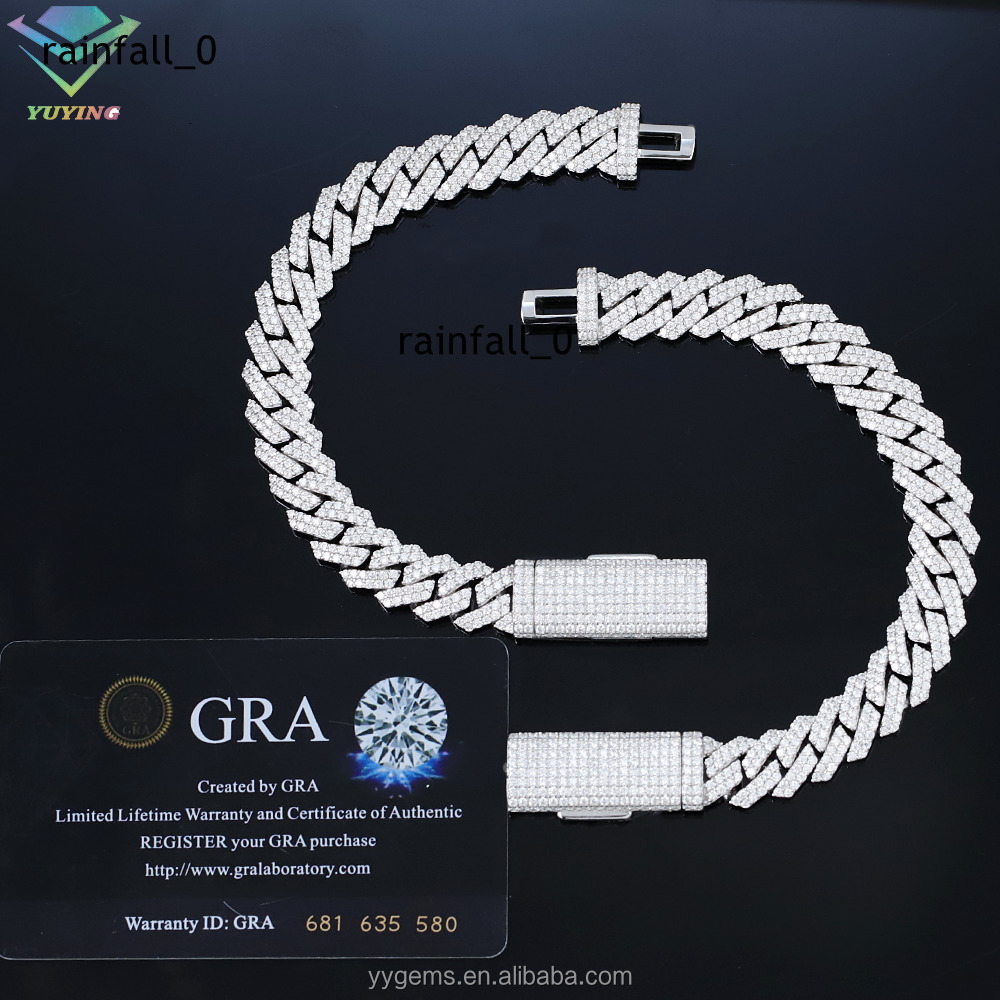 Lowest Price 8mm-15mm Wide 2rows Diamond S925 Silver Gold Plated Iced Out Moissanite Bracelet for Hip Hop Mens