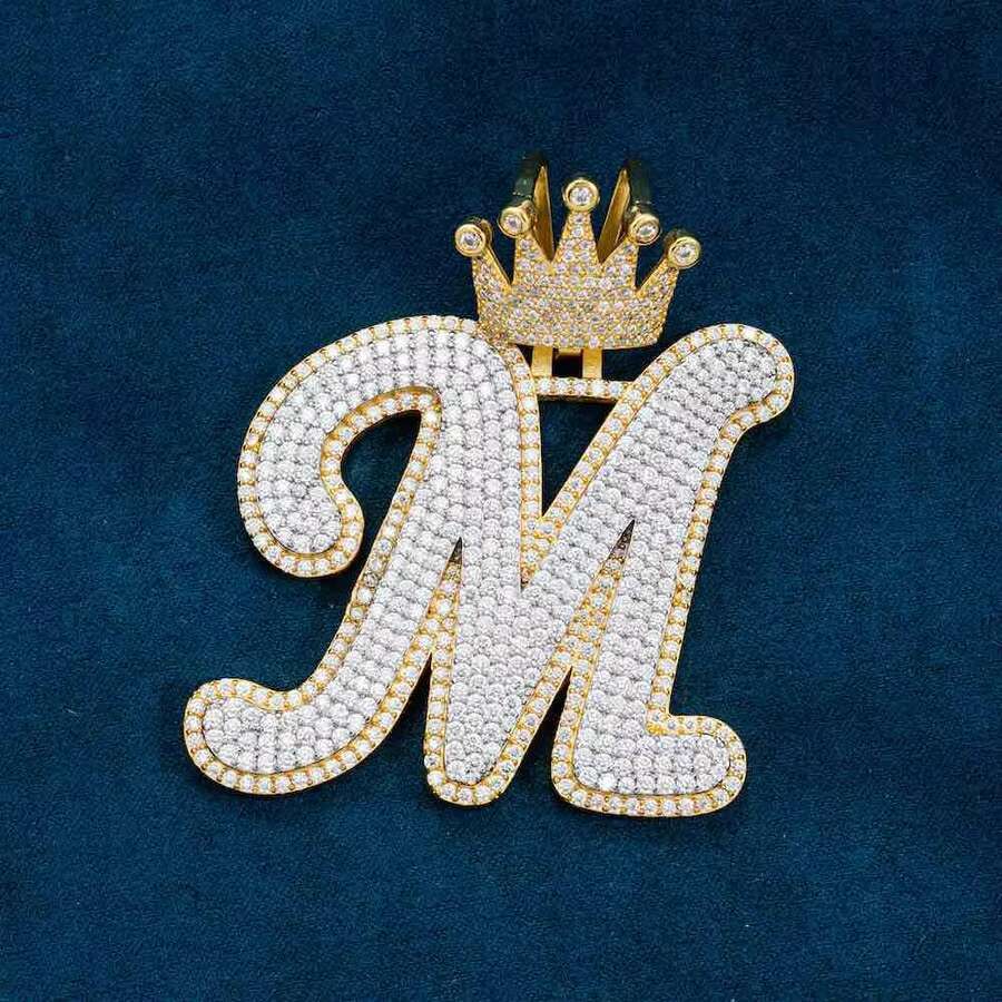 Pure sier gold-plated Moissanite jewelry popular hip-hop letter Mossanite chilled pendant