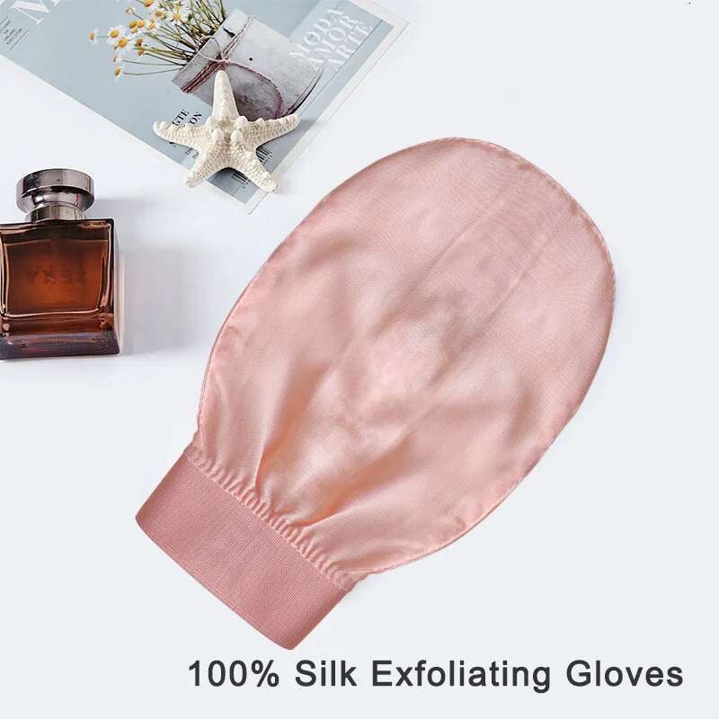 50Pcs Custom Bath Raw Gloves Spa Turkish Mitt 100% Face Body Remove Dead Skin Pure Organic Silk Glove