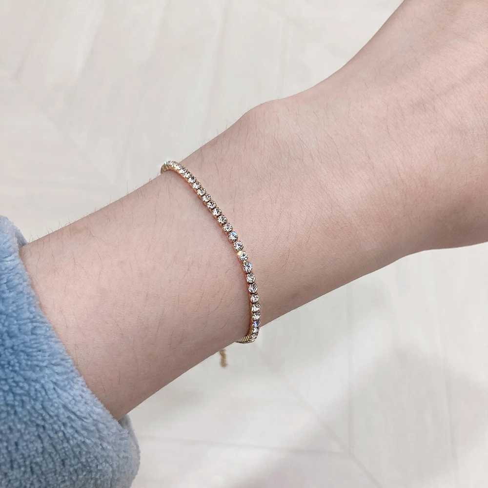 2mm d Out Tennis Bracelets Fem Gold Silver Color Stainl Steel Cubic Zirconia Chain for Wen Wedding Jewelry GiftC250408