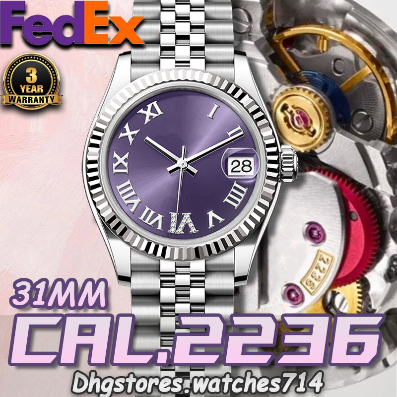 Luxury Watch Designer Watch Women's watch GS Factory purple 31MM Cal.2236 Mechanical watch 904L stainless sapphire waterproof 100M Valentine's Day gift Send Fedex