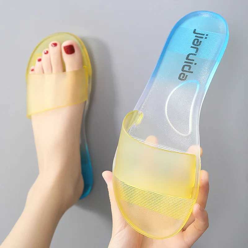Summer womens slippers Fi outdoor sandals beach N-Slip color Mahing flip cover PVC indoor Ctrast color bathroom shoesXJ250407