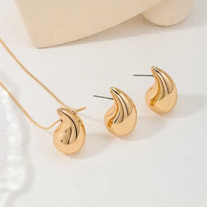 3pcs pendant necklace earrings tears Dainty gold-plated water droplet pendant necklace Tear Drop Trendy Jewelry Gifts Y250408