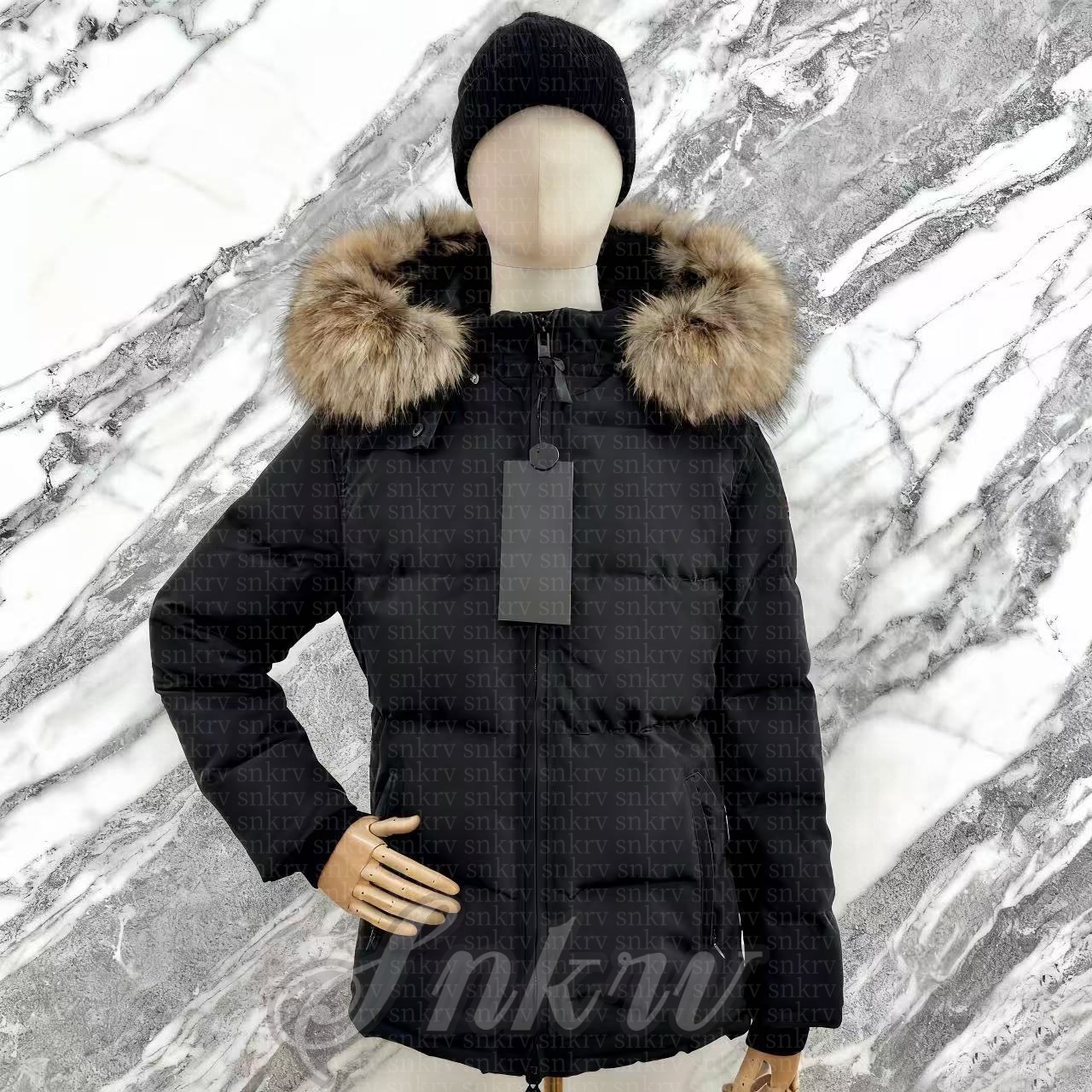 Designer Womens Down Jacket Fashion Brand canada Long Coat Large Pocket Fur Collar Thermal Top Female women goosewomen autumn and winter Large puffer jacket women