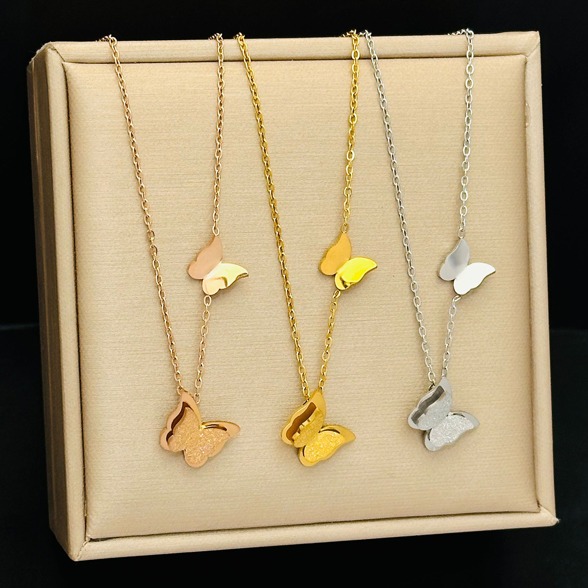 A stylish titanium steel butterfly necklace for women, with neck lock bone chain that does not fade and is a trendy accessory