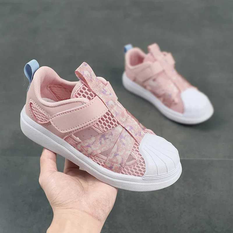 Fashionable childrens soft casual shoes girls light short and chubby air mesh sports shoes childrens summer 4 5 6 7 8 princess mesh sports shoes W2504