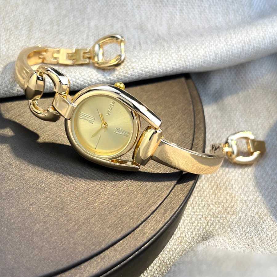 1 gold womens box solid color dial metal alloy strAP fashionable quartz WATCH suitable for daily wearT250408
