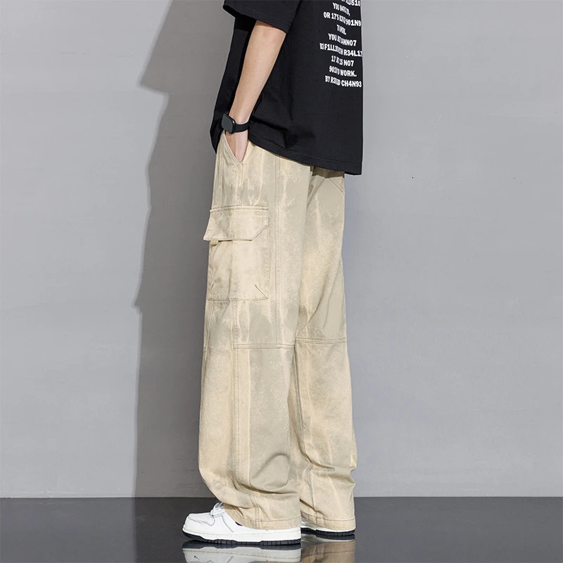 SpringSummer Cotton Goods Casual Large Pocket Mens Clothing Drawstring Fashion Woolen Pants YBJYF2521 250403