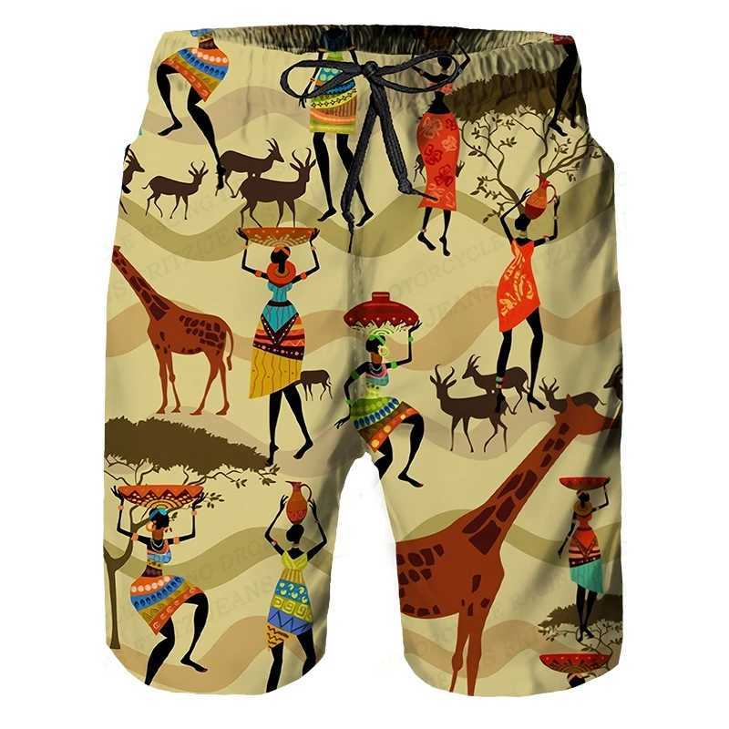 New African Mens Beach Shorts Summer Swimsuit Shorts Mens Surfboard Shorts Quick drying Casual Sportswear Swimming Shorts BoysXJ250407