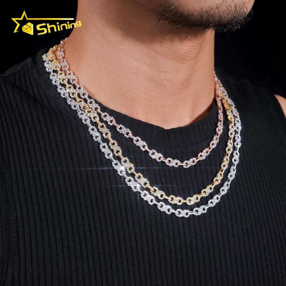 New Hip Hop Design Unlimited Chain Ice Out Sier Men's Gold Plated Moissanite Cuban Necklace