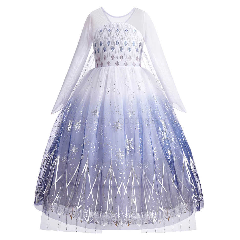 Disney Childrens Princess Maxi Dress Childrens Elsa Tulle Cloak Role Playing Dress Little Girls Birthday Vestodos Ball Long Sleeve Costume X250408