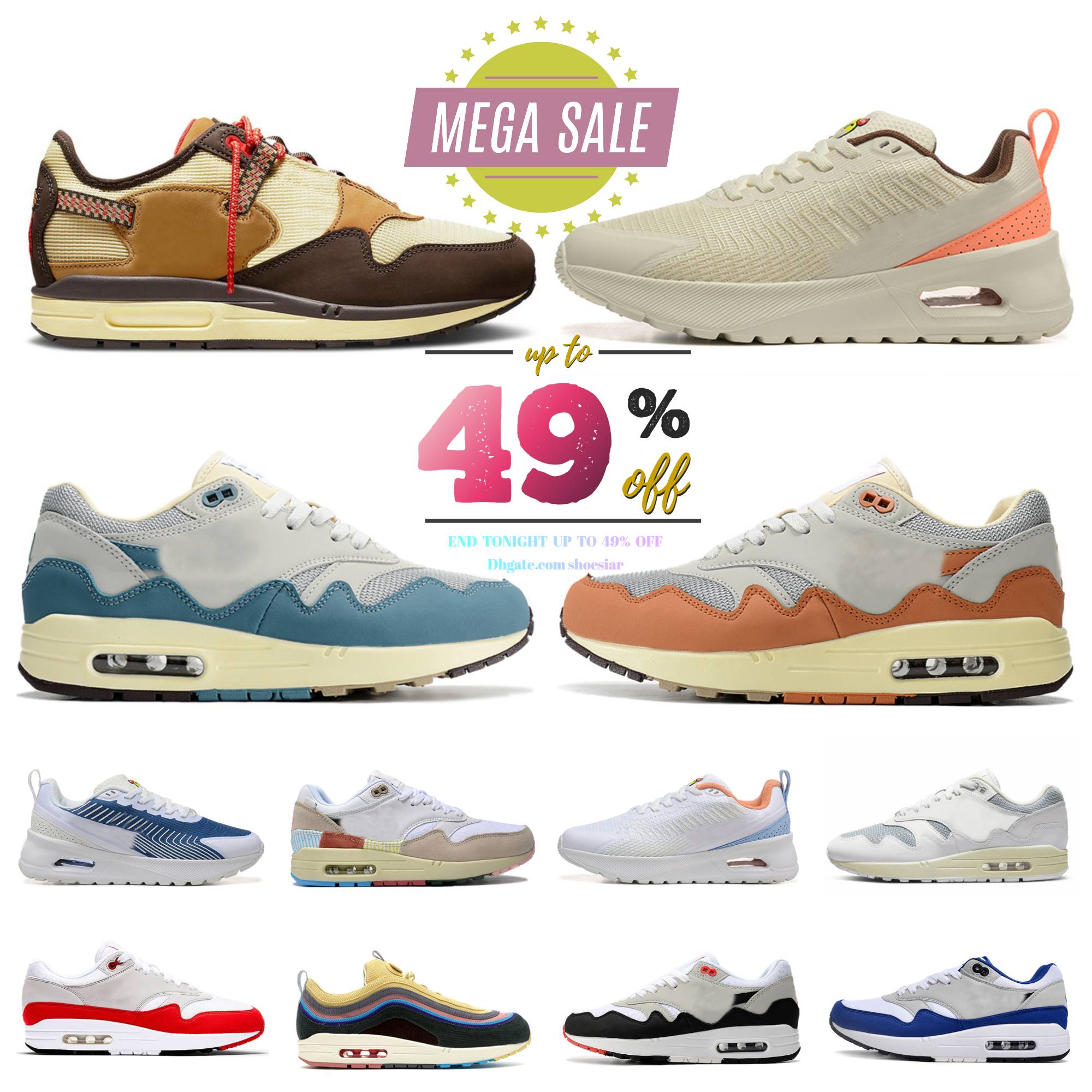 87 Designer 1s OG One 1 Running Shoes Mens Women Sneakers Big Head Origins Chlorophyll Patta Black White Baroque Brown Cushion Tennis Sports Trainers Size EU36-47