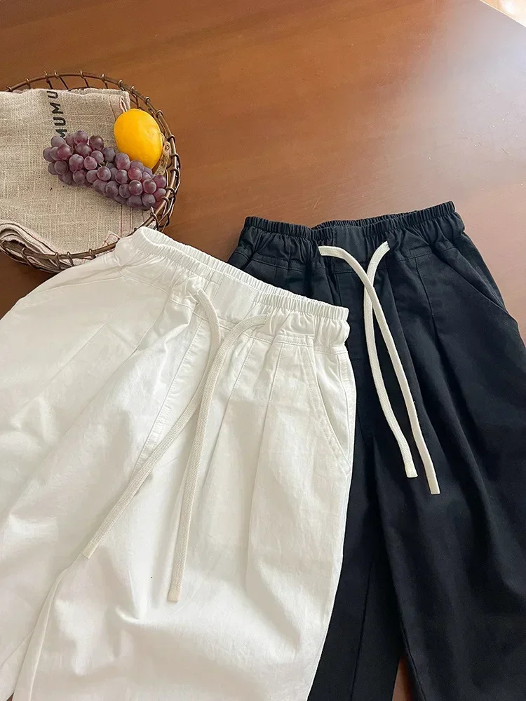 Spring and Autumn Boys and Girls Cotton Knitted Straight Trouser Childrens Soft 3-Color Drawstring Casual Pants 250408