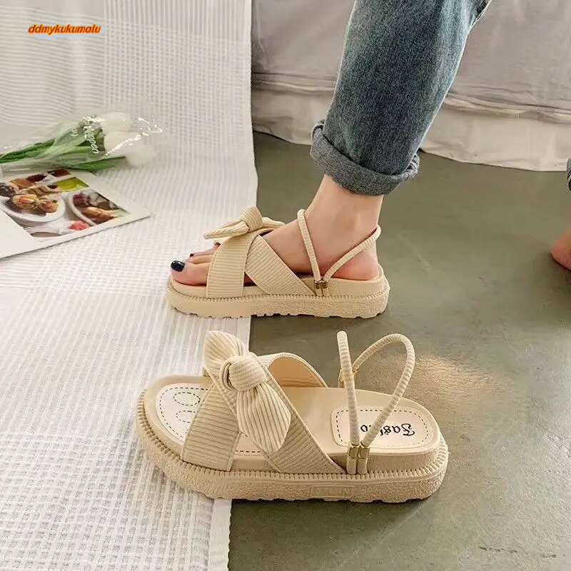Sandias De Tacon Internet Hot Women Shoes Summer Fairy Style Improve Fashion Student Platform Roman Lady Sands Flat Shoe ddmykukumalu