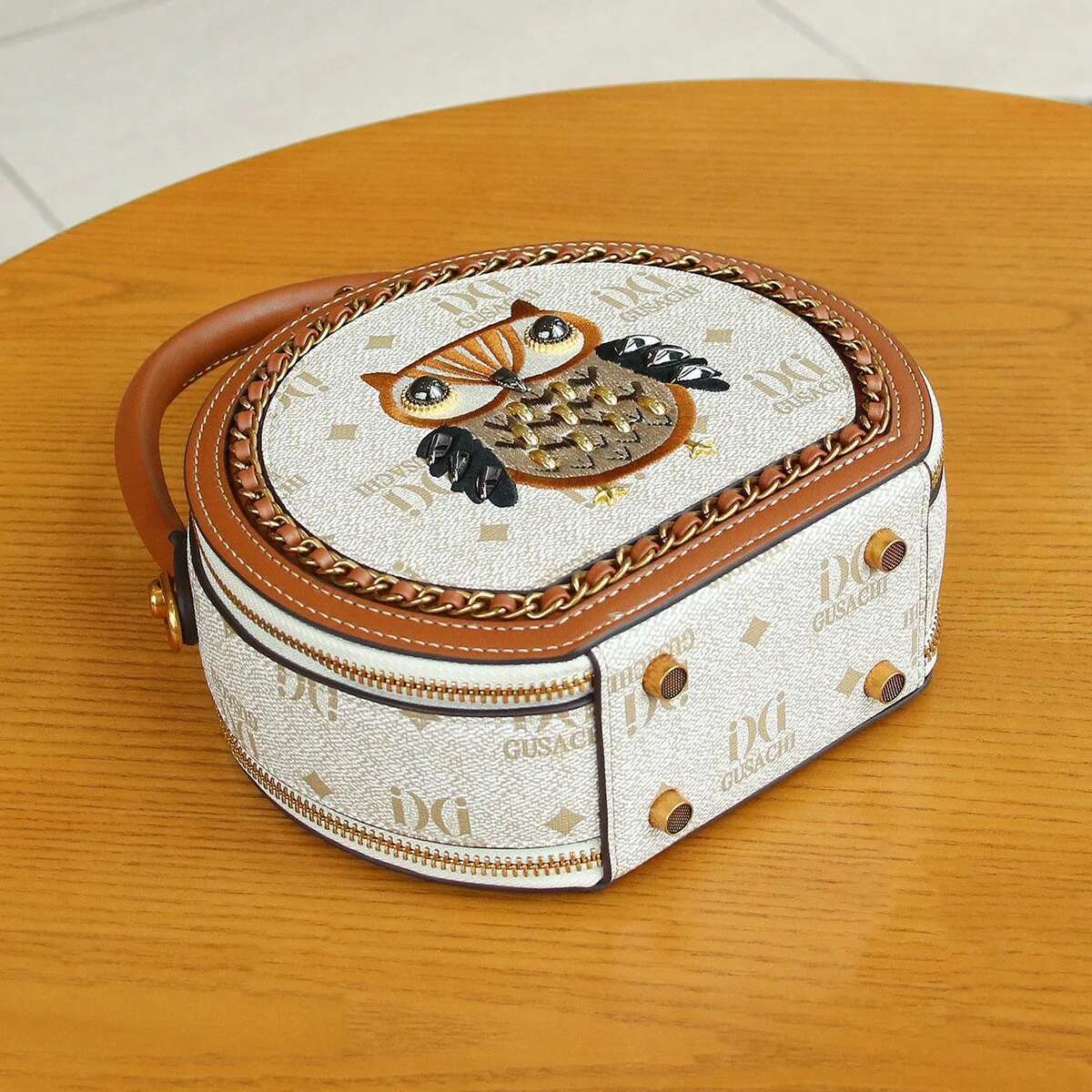 2025 Stylish Top-Handle Bag - Lightweight Urious Rivets Owl Embroidery And Cartoon Design For Fashionistas Women Handbags