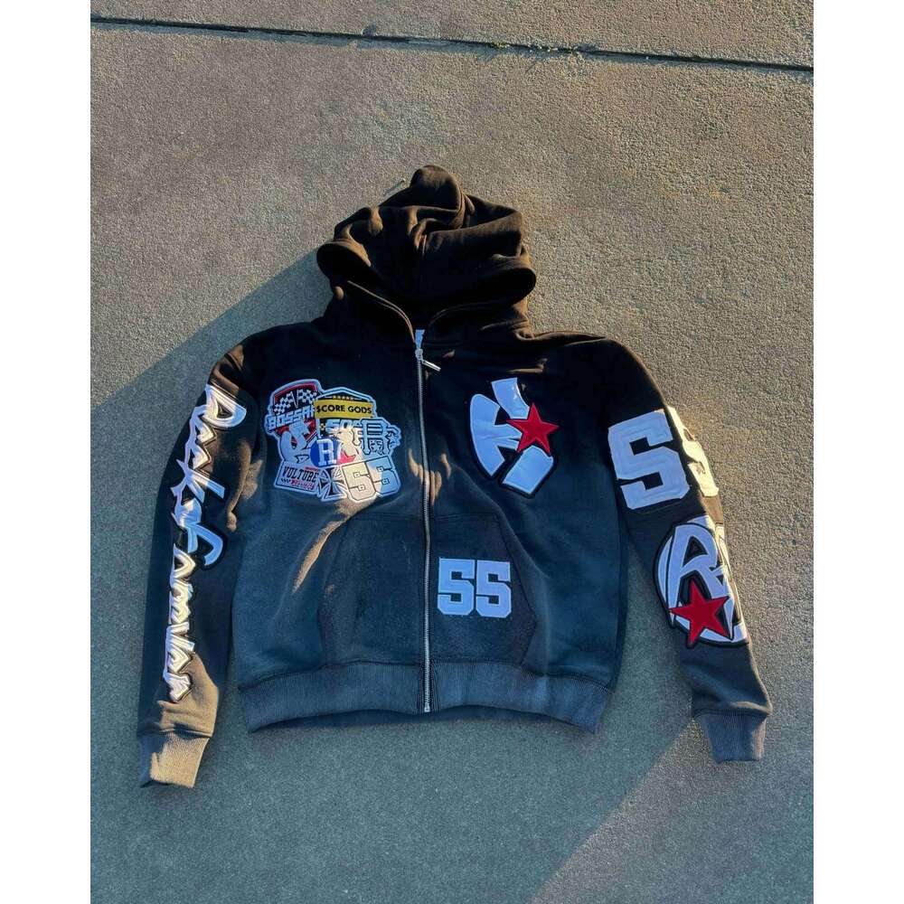 Street unisex fashion high street ins style patch hip-hop hoodie