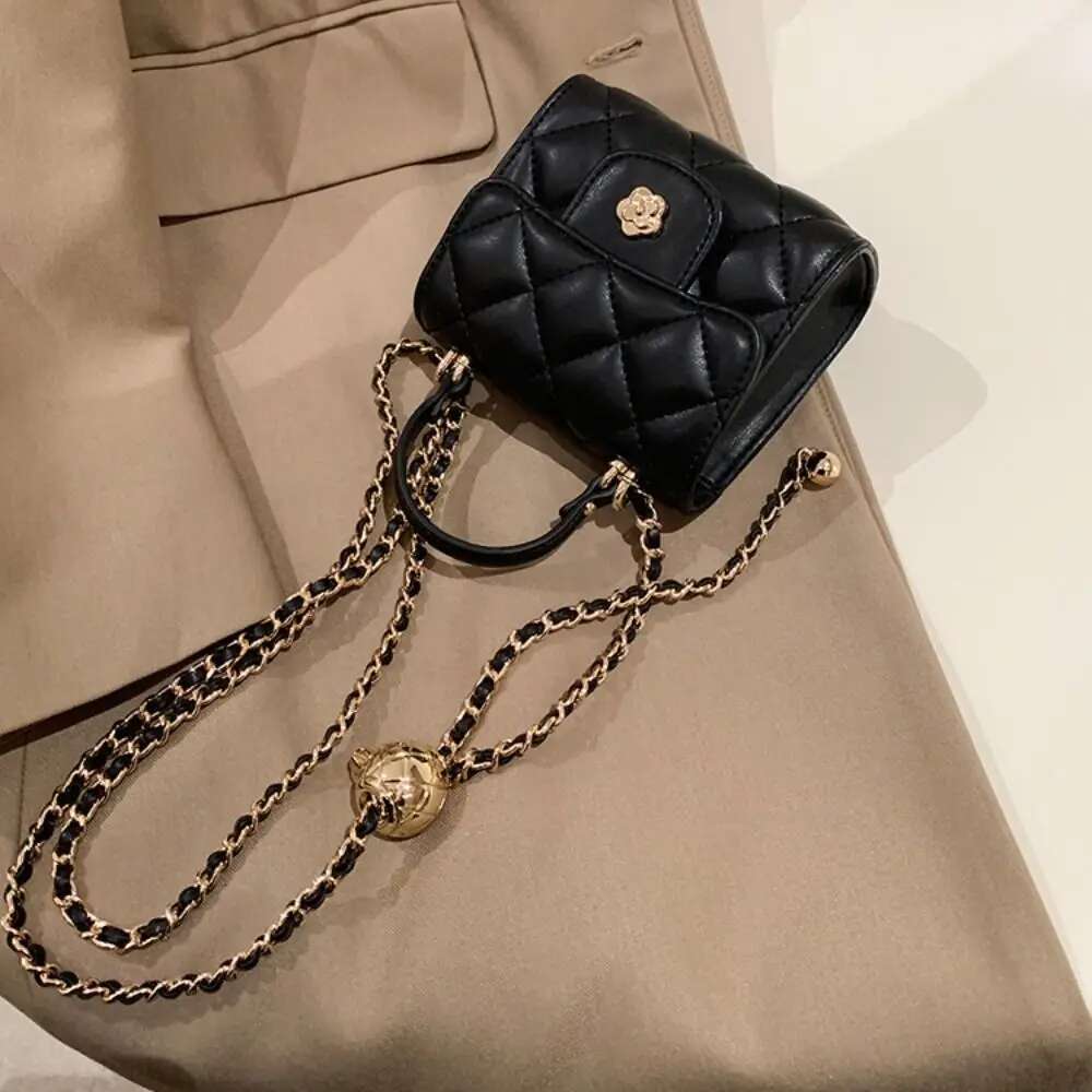 Fashion 2025 New Chain Crossbody For Women Mini Shoulder Bag Ladies Rhombus Embroidery Handbags PU Leather Messenger Bags