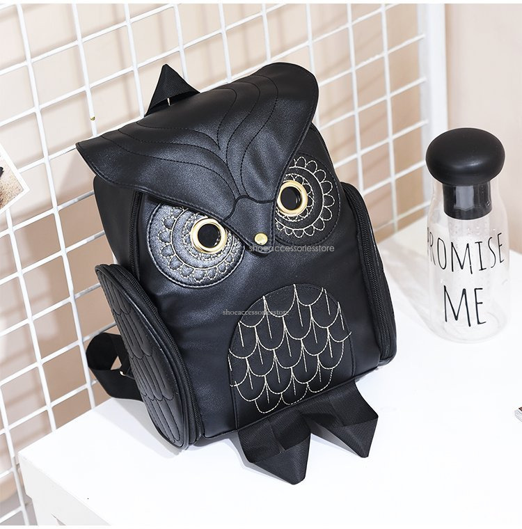 Designer 2025 New Women's PU Personalized Owl Shaped Korean Fashion Travel Bag Female Student Backpack