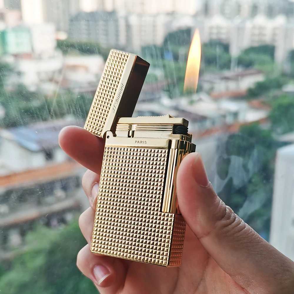 Memorial Dunant Lighters Gas Carving Cool Cigar Tool for Smokers Smoking Small Tool Single Soft FlameXJ250407