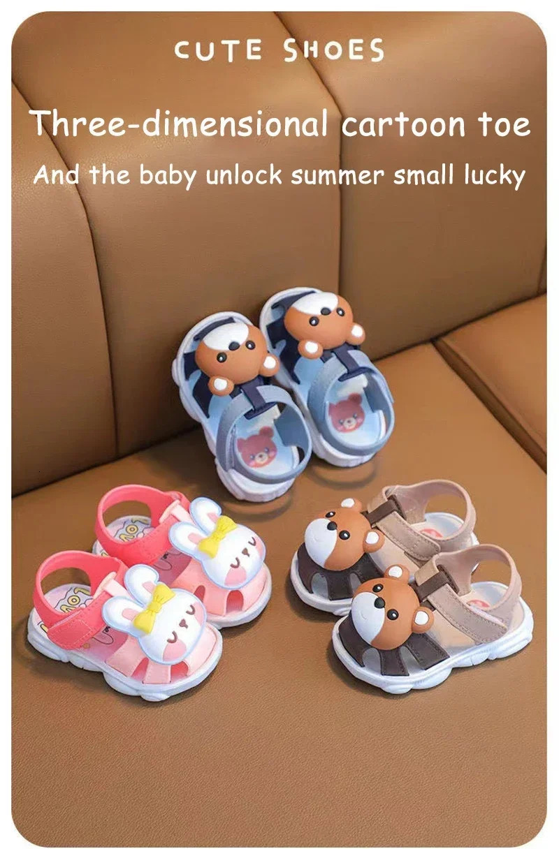 High Quality Comfortable Breathable Baby Children Outdoor Sandals Simple Versatile Cute Cartoon Boys Girls Infants Walking Shoes 250407