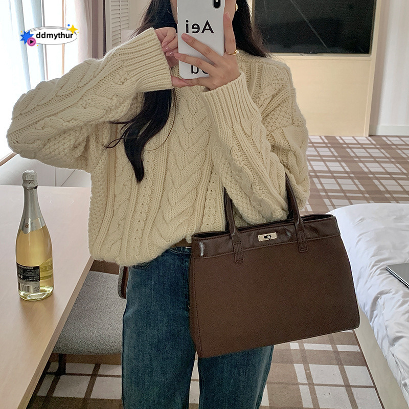 Korean niche hand-held Kelly for women's autumn and winter 2024 new fashionable commuting bag, single shoulder crossbody bag